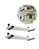 Kit 2 Prateleira MDF Branca Mão Francesa Moderna Resistente Kit 2 Prateleira MDF Branca Mão Francesa Moderna Resistente