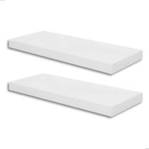 Kit 2 Prateleira MDF Branco 40x20 de Parede com Suporte Invisível p/ Sala Cozinha Quarto Livros Plantas