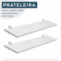 kit 2 Prateleira MDF decorativa 60x20cm Flutuante com suporte