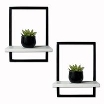 Kit 2 Prateleira Quadro Retangular Vertical Base Branca