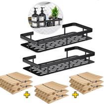 Kit 2 Prateleira Suporte Porta Shampoo Sabonete Box Banheiro Organizador Sem Furar Parede Nicho Organizador
