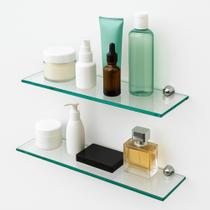 kit 2 Prateleira Vidro Incolor Banheiro ou Cozinha 40x10 cm. Sustentabilidade e estilo.