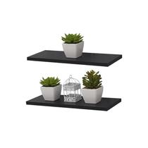Kit 2 Prateleiras 30 x 15cm Preta Suporte Invisível