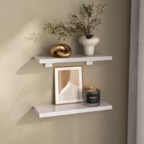Kit 2 Prateleiras 30cm com Suporte Organização Livros Decoração Elan Branco