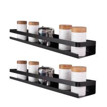 Kit 2 Prateleiras 50Cm E 40Cm Utensilios Temperos Preto Kit 2 Prateleiras 50Cm E 40Cm Utensilios Temperos Preto