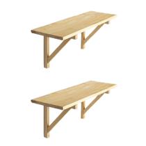 Kit 2 Prateleiras 60cm + Mãos Francesas + Buchas e Parafusos em Madeira Maciça