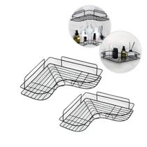 Kit 2 Prateleiras Aramada de Canto em L Adesiva Multiuso para Shampoo Banheiro Cozinha e Organização