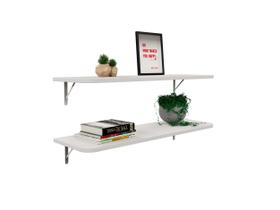 KIT 2 Prateleiras C/ Cantos Arredondados 80x25 C/ Mão Francesas BR