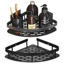 Kit 2 Prateleiras de Canto Triangular Banheiro Metal Preto