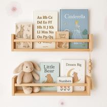 Kit 2 Prateleiras de Madeira para Livros e decoração 60 cm Boho