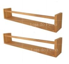 Kit 2 Prateleiras de Pinus Decorativa Organizadora 60x10cm 100% Madeira Com Suportes Invisíveis