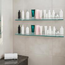 Kit 2 Prateleiras de Vidro 65x15 cm Decoração Elegante para Cozinha e Banheiro