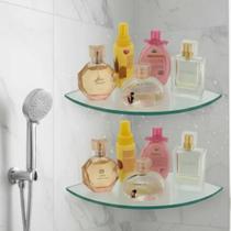 Kit 2 Prateleiras de Vidro Temperado de Canto 20x20 cm Design Elegante e Funcional para Banheiro