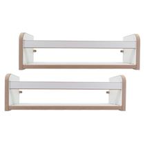 Kit 2 Prateleiras Estante Suspensa Parede Porta Livros Revistas Madeira MDF Branca 45cm