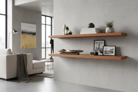 Kit 2 Prateleiras Flutuantes 70cm em Madeira Maciça Verniz Mel Amêndoa - Nono Luigi Móveis