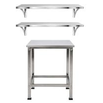 Kit 2 Prateleiras G 72cm + Mesa Multiuso Aço Inox Kit 2 Prateleiras G 72cm + Mesa Multiuso Aço Inox