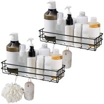 Kit 2 Prateleiras Grade para Parede com Ganchos Suporte Multiuso Preto