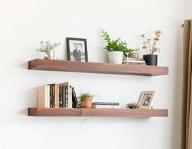 Kit 2 Prateleiras Grossa Suporte Invisível Madeira Maciça 55x15