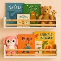 Kit 2 Prateleiras Infantil de MDF Branca Porta Livros para Quarto 40cm