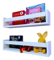 Kit 2 Prateleiras Livros Criança Nicho Parede Livreiro
