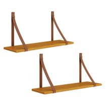 Kit 2 Prateleiras Luna 66,6cm com Alças de Couro - Reller Móveis