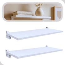 Kit 2 Prateleiras MDP Suspensa 40cm Branca com Suporte