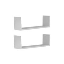 Kit 2 Prateleiras Nicho U 54x10x15 Livros Decoração - Branco