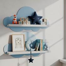 Kit 2 Prateleiras para Quarto Infantil Nuvem Azul/Branco Kit 2 Prateleiras para Quarto Infantil Nuvem Azul/Branco
