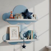 Kit 2 Prateleiras para Quarto Infantil Nuvem Branco / Azul Kit 2 Prateleiras para Quarto Infantil Nuvem Branco / Azul