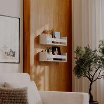 Kit 2 Prateleiras Porta Objetos Branca 50 x 12cm Suporte Invisivel