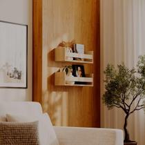 Kit 2 Prateleiras Porta Objetos Carvalho 60 x 12cm Suporte Invisivel