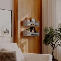 Kit 2 Prateleiras Porta Objetos Cinza Claro 60 x 12cm Suporte Invisivel