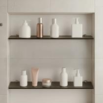 Kit 2 Prateleiras Porta Shampoo de Vidro Fumê 40x10 cm Reta, Estilo e Funcionalidade para Banheiro