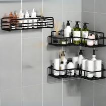 Kit 2 Prateleiras Suporte Com Alto Adesivos Para Parede Banheiro Cozinha Lavanderia Shampoo Sabonete Modelo:Kit 2 Canto