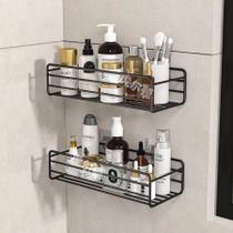 Kit 2 Prateleiras Suporte Com Alto Adesivos Para Parede Banheiro Cozinha Lavanderia Shampoo Sabonete Modelo:Kit 2 RETANG