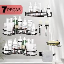Kit 2 Prateleiras Suporte Com Alto Adesivos Para Parede Banheiro Cozinha Lavanderia Shampoo Sabonete Kit 2 Prateleiras Suporte Com Alto Adesivos Para Parede Banheiro Cozinha Lavanderia Shampoo Sabonete