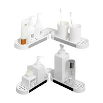 Kit 2 prateleiras Suporte de Plástico para Banheiro Com Ganchos