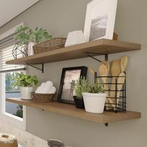 Kit 2 Prateleiras Suspensas para Cozinha Madesa 80 cm com Mão Francesa - Rustic Kit 2 Prateleiras Suspensas para Cozinha Madesa 80 cm com Mão Francesa - Rustic