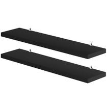 Kit 2 Prateleiras Suspensas Parede Nicho 40x10cm MDF Branco Preto Moderno