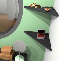 Kit 2 Prateleiras Triangulares Em MDF Cor Preta Para Decoração/Sala/Cozinha/Quarto/Escritório