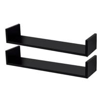 Kit 2 prateleiras u- 70x20 preta 20 prof. nichos livros revistas cozinha escola quarto cozinha