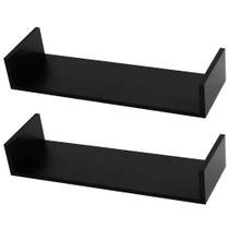 Kit 2 Prateleiras U Mdf 55x15cm Preto Nicho Livros Revista Kit 2 Prateleiras U Mdf 55x15cm Preto Nicho Livros Revista