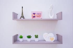 Kit 2 Prateleiras U Mdf 55x20 Cinza Nicho Livros Revista