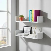 Kit 2 prateleiras U MDF 60cm Livros Sala Quarto Decoração Fotos Banheiro Cozinha