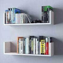 Kit 2 prateleiras U MDF 60cm Livros Sala Quarto Decoração Fotos Banheiro Cozinha - Bali modulares