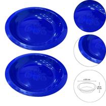 Kit 2 Prato Infantil de Plástico Com Desenho de Trator Azul