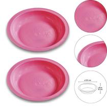 Kit 2 Prato Infantil de Plástico Desenho de Ursinhos Rosa
