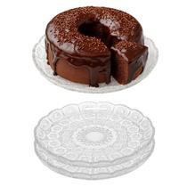 Kit 2 Prato para Bolo Pequeno de Vidro Transparente Bohemia 20,5cm Em Casa Tem