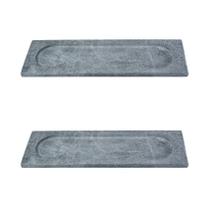 Kit 2 Prato Retangular Bandeja de Servir Pedra Sabão 10x30cm Kit 2 Prato Retangular Bandeja de Servir Pedra Sabão 10x30cm