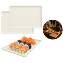 Kit 2 Prato Retangular de Melamina Premium 35cm Sushi Frutas